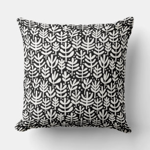 Fern Pattern - White on Black Cushion