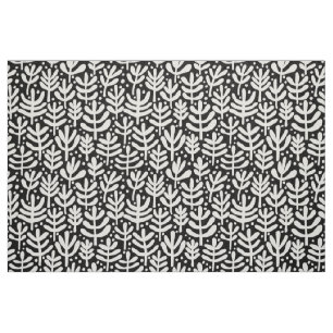 Fern Pattern - White on Black Fabric
