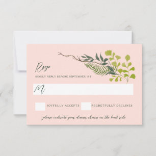 Fern Pepper Tree Leaves Garden Pink RSVP Card