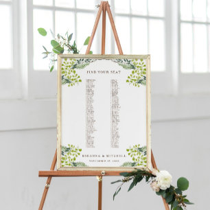 Fern Pepper Tree Leaves Wedding Seating Chart