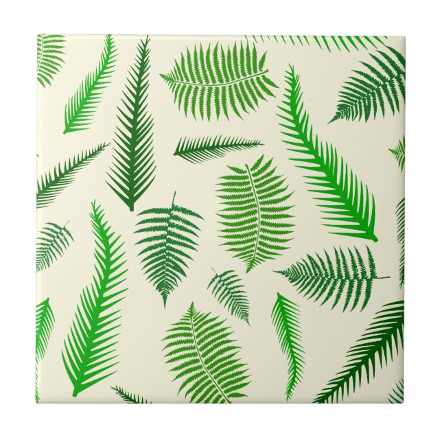 Fern Plant Frond Leaves Pattern Tile (Front)