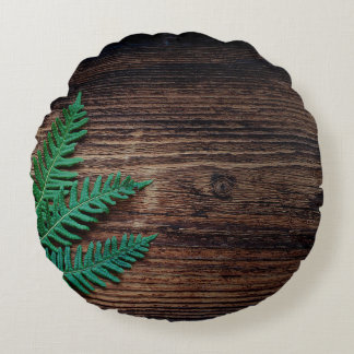 Fern plant wood small fern grunge round cushion