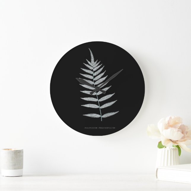 Fern - Polypodyum Fraxinifolium - X-ray effect -08 Large Clock (Home)