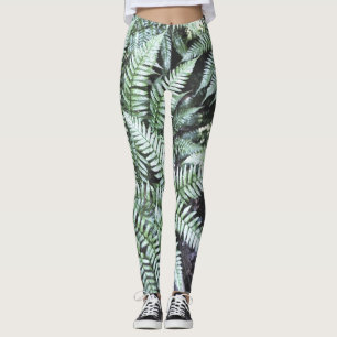 Fern Tropical Green Leaves Plant Woodland Foliage Leggings