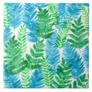 Fern watercolor tile