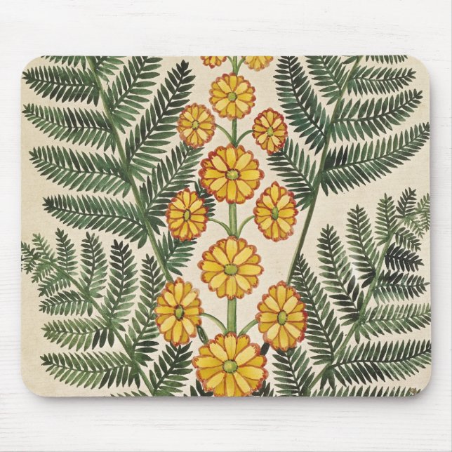 Fern with yellow flowers mouse mat (Front)