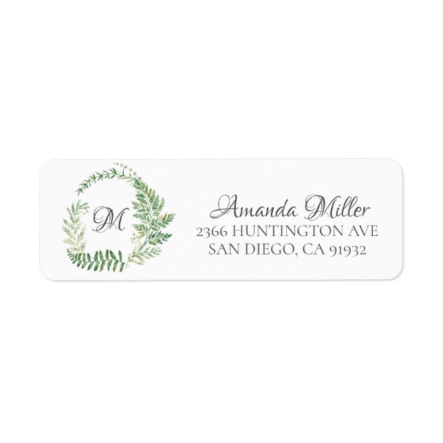 Fern Wreath Monogram Floral Return address (Front)