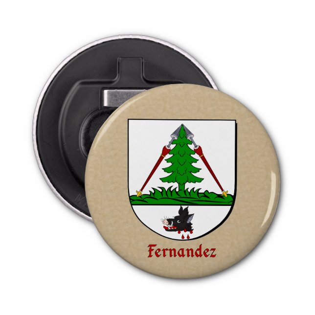 Fernandez Heraldic Arms on Parchment Style Back Bottle Opener (Front)