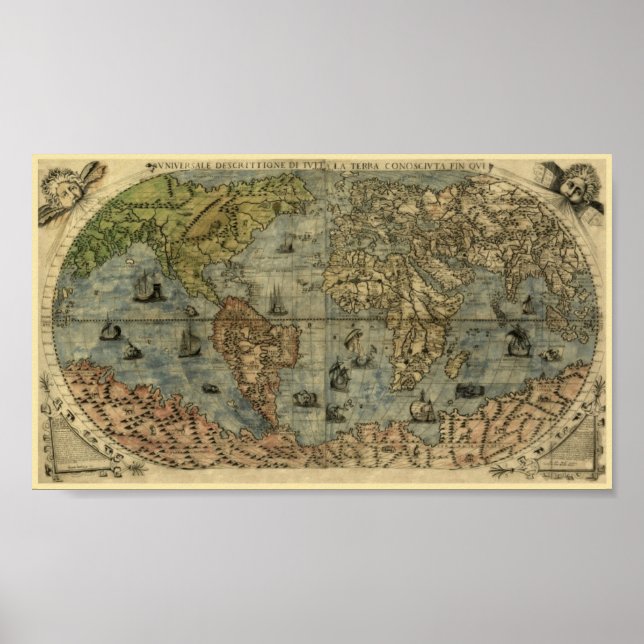 Fernando Bertelli 1565 Map of the World Poster (Front)
