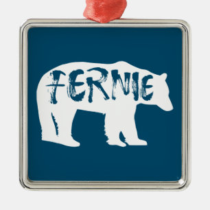 Fernie British Columbia Bear Metal Tree Decoration