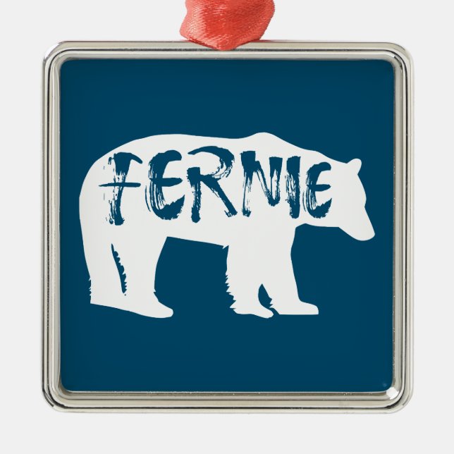 Fernie British Columbia Bear Metal Tree Decoration (Front)