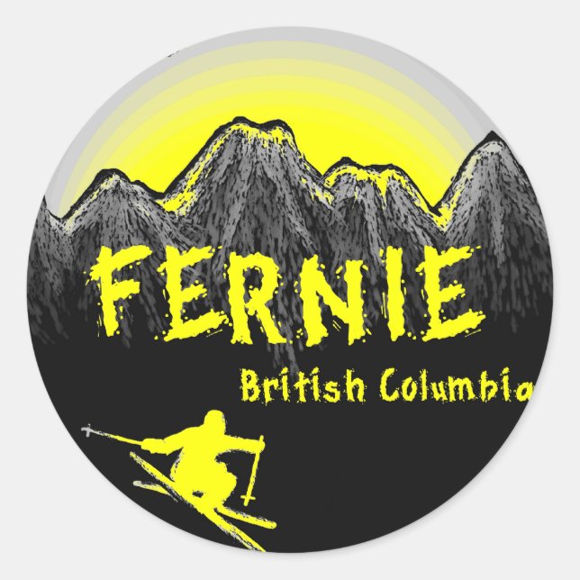 Fernie British Columbia Canada ski Classic Round Sticker (Front)