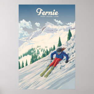 Fernie British Columbia Canada Ski Resort Travel Poster