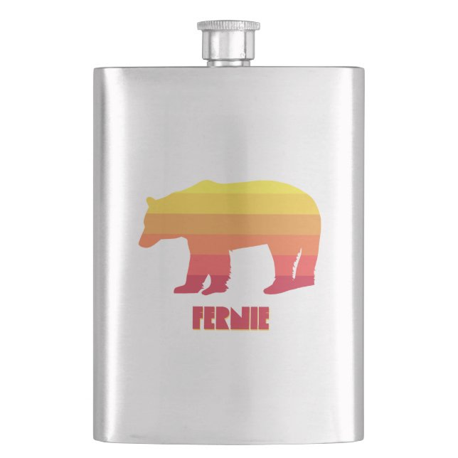 Fernie British Columbia Rainbow Bear Hip Flask (Front)