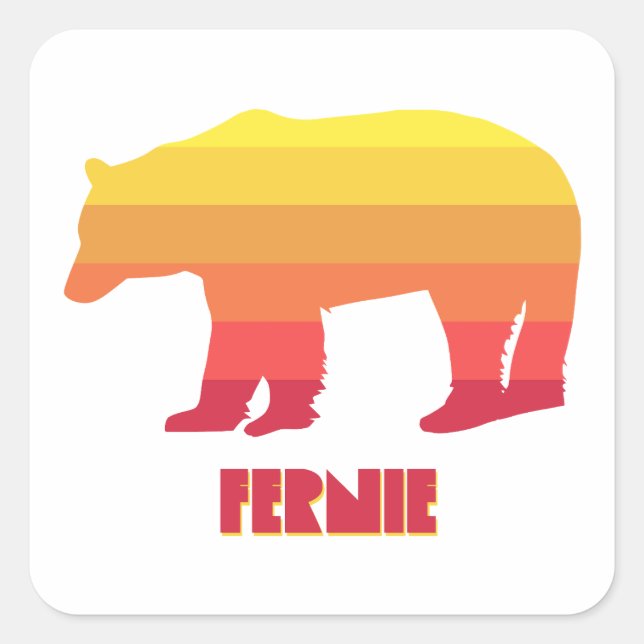 Fernie British Columbia Rainbow Bear Square Sticker (Front)