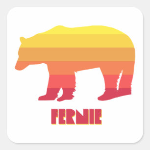 Fernie British Columbia Rainbow Bear Square Sticker