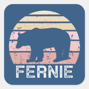 Fernie British Columbia Retro Bear Square Sticker