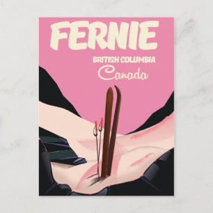 Fernie British Columbia Ski poster Postcard
