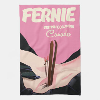 Fernie British Columbia Ski poster Tea Towel