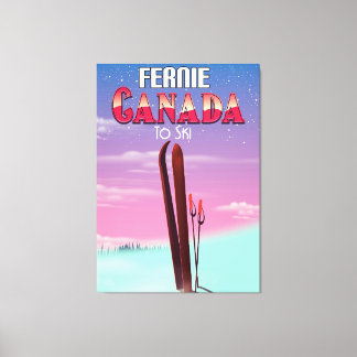 Fernie Canada ski travel poster. Canvas Print