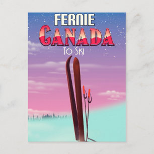 Fernie Canada ski travel poster. Postcard