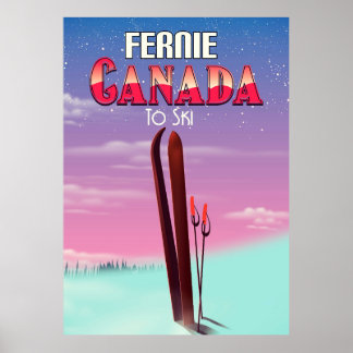 Fernie Canada ski travel poster. Poster
