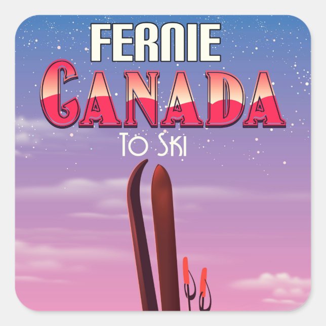 Fernie Canada ski travel poster. Square Sticker (Front)
