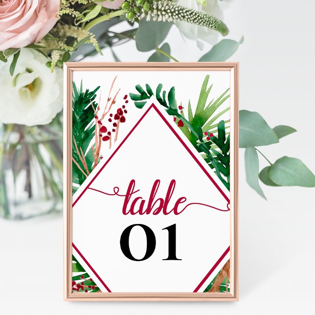Ferns and Berries Winter Wedding Table Number (Creator Uploaded)