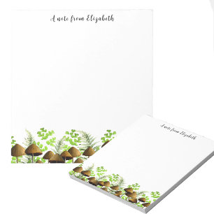 Ferns and Mushrooms Unique Custom Name Notepad