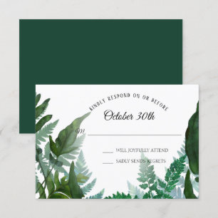 Ferns Forest Foliage Leaf Greenery RSVP Wedding  Invitation