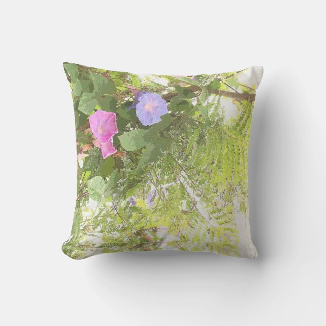 Ferns & Morning Glory Pillow (Front)