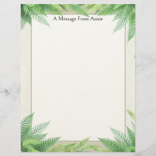 Ferns on a Frame Stationery Paper Custom Letterhead