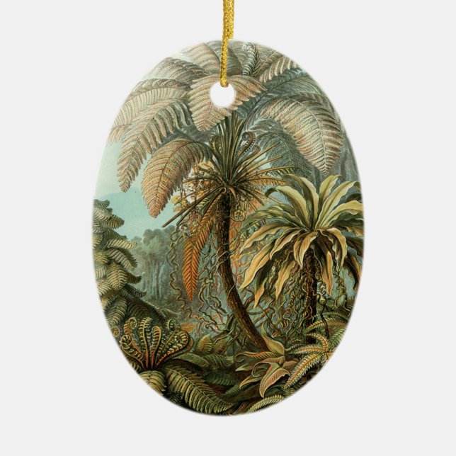 Ferns Palm Tree Antique Botanical Ferns Art Ceramic Tree Decoration (Front)