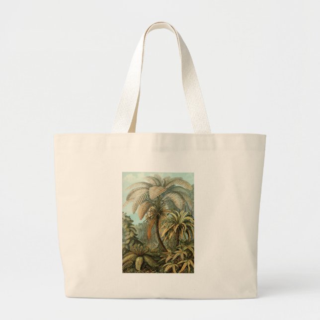 Ferns Palm Tree Antique Botanical Ferns Art Large Tote Bag (Front)