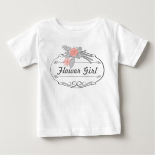 Ferns Roses Acorns Flower Girl Wedding Party Baby T-Shirt