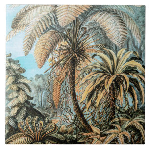 Ferns Vintage Plants by Ernst Haeckel Tile