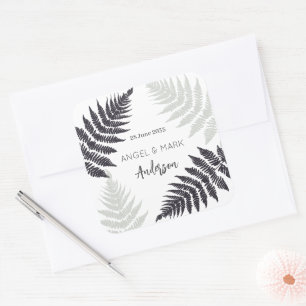 Ferns Woodland Garden Outdoor Wedding Square Sticker