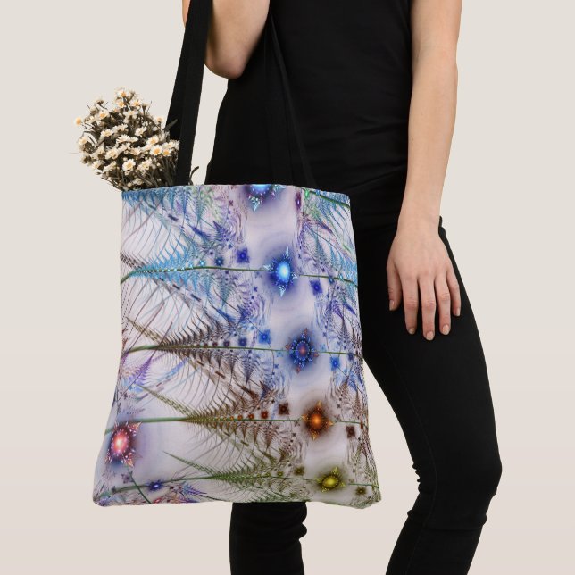 Ferns'N Flowers Abstract Tote Bag (Close Up)