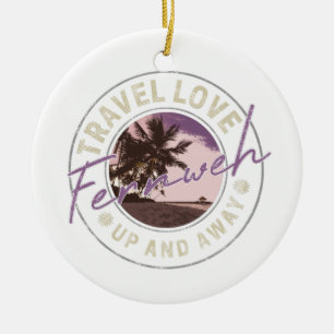 Fernweh Palm And Beach Vintage Travel Souvenir Ceramic Tree Decoration