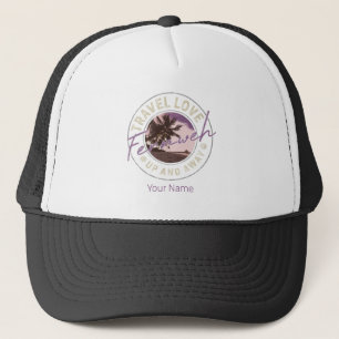 Fernweh Palm And Beach Vintage Travel Souvenir Trucker Hat
