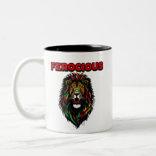 Ferocious Colourful Lion Two-Tone Coffee Mug
