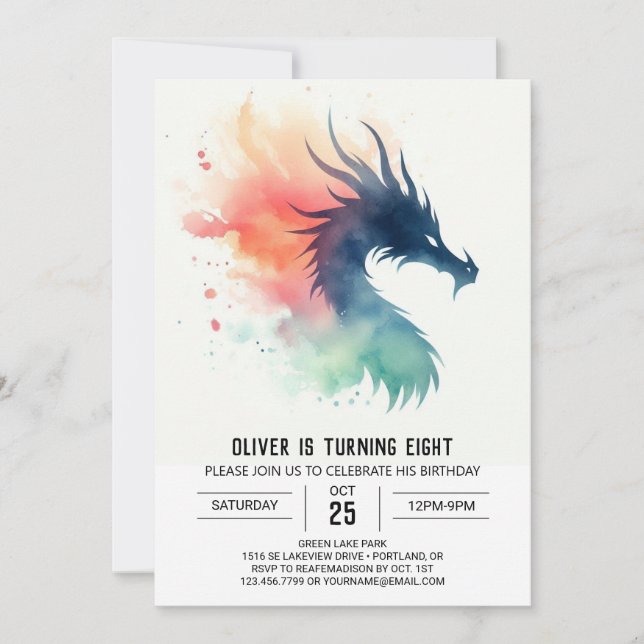 Ferocious Dragon Birthday Children Invitation (Front)