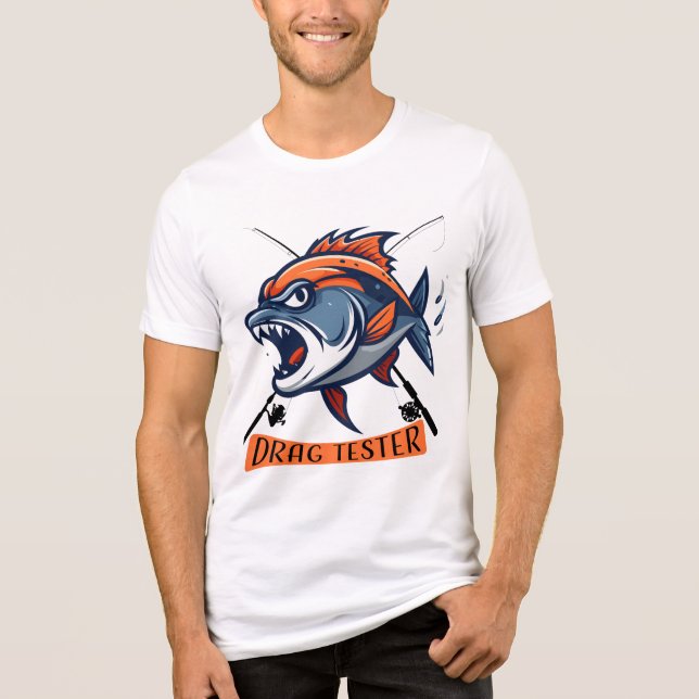 Ferocious Fish Illustration "Drag Tester" Tri-Blend Shirt (Front)