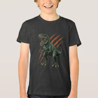 Ferocious T-Rex with Claw Marks Tri-Blend Shirt