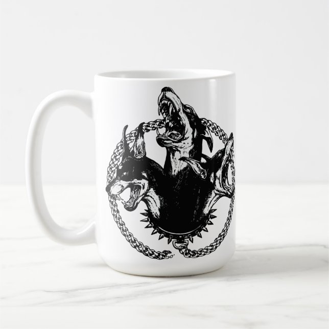 Ferocious Three-Headed Hound Coffee Mug (Left)