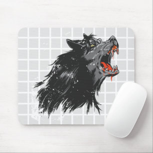 Ferocious Wolf Grid Mouse Pad