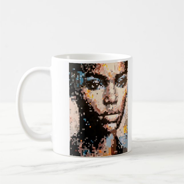 Ferocity Vibrant Pixel Art Portrait Coffee Mug (Left)