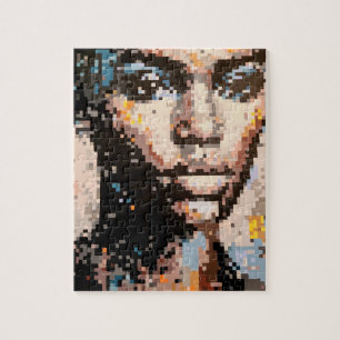 Ferocity Vibrant Pixel Art Portrait Jigsaw Puzzle