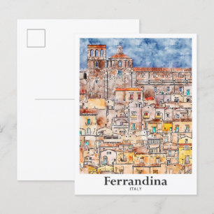 Ferrandina Italy Travel Watercolor Hand Drawn Postcard