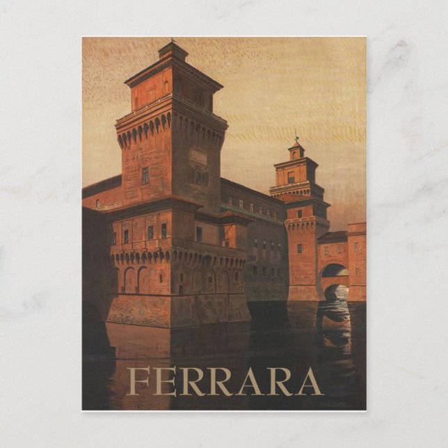 Ferrara, Este Castle, Italy. Vintage travel Postcard (Front)